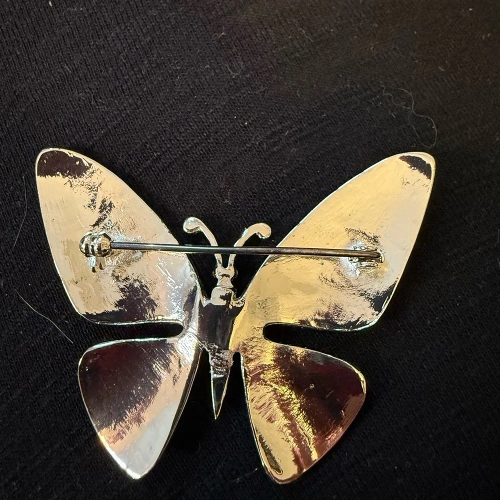 Vintage Butterfly Brooch with Austrian Crystal Accents